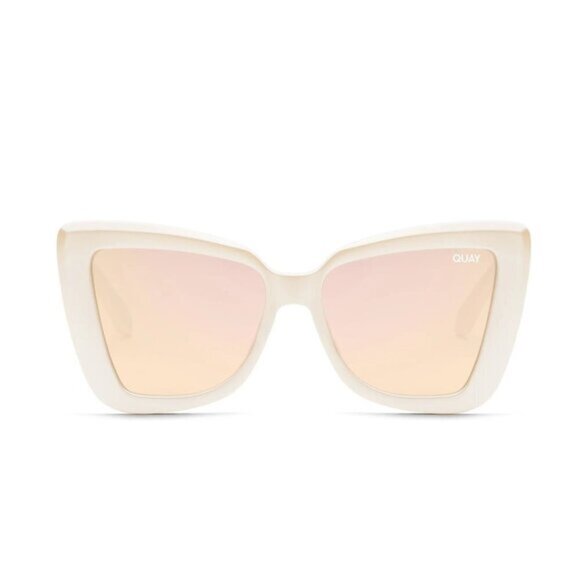 NWOT Quay pearly frame & mirrored lens oversized cat eye sunglasses - Picture 3 of 12